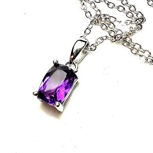 New Small Natural Amethyst Pendant Sterling Silver , February Birthstone